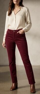 NWT Market & Spruce Burgundy Straight Leg Stretch Corduroy Pant Holiday Work 16